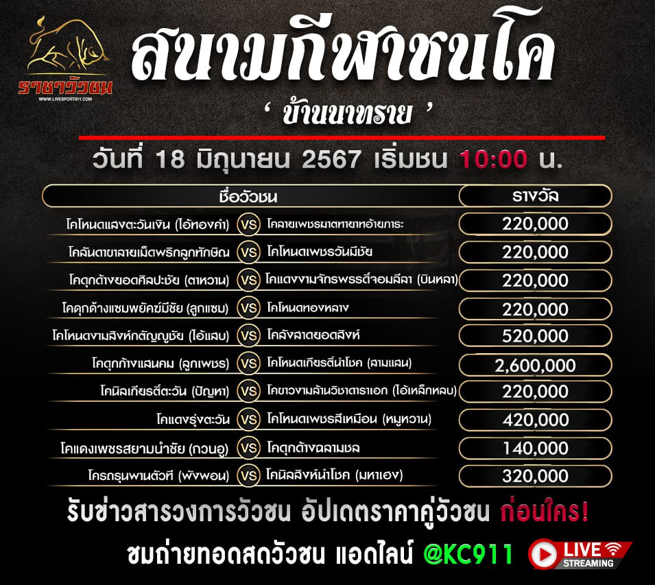 โปรแกรมวัวชน15-6-67