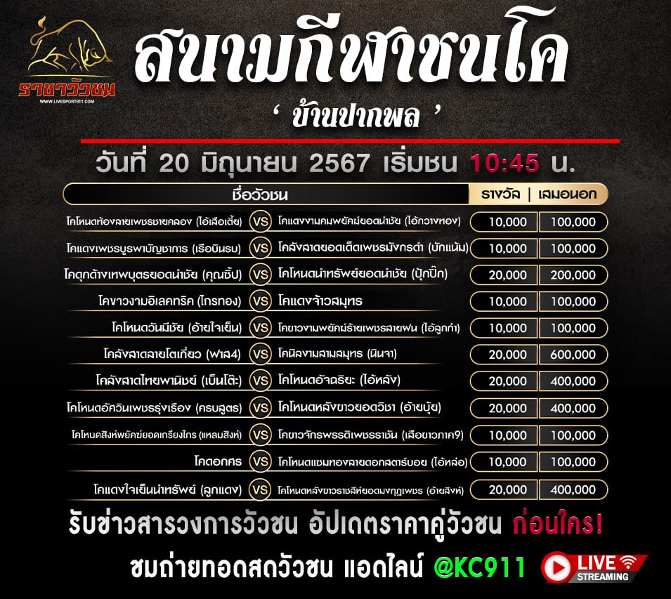 โปรแกรมวัวชน18-6-67