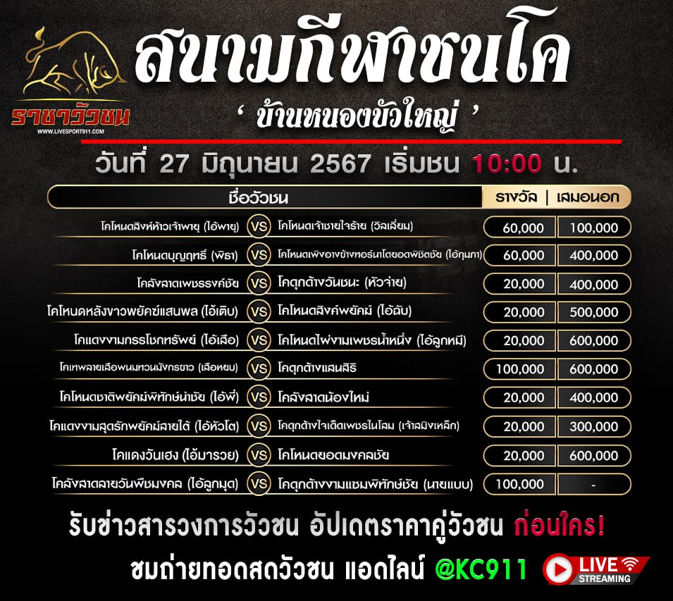 โปรแกรมวัวชน 27-6-67