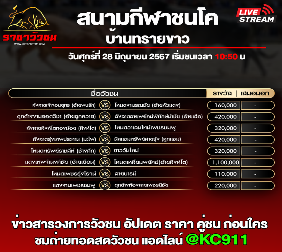 โปรแกรมวัวชน 28-6-67