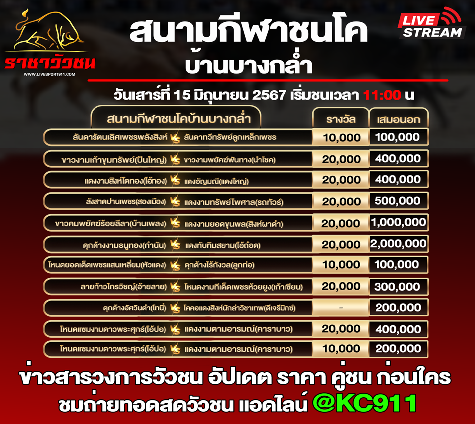 โปรแกรมวัวชน12-6-67