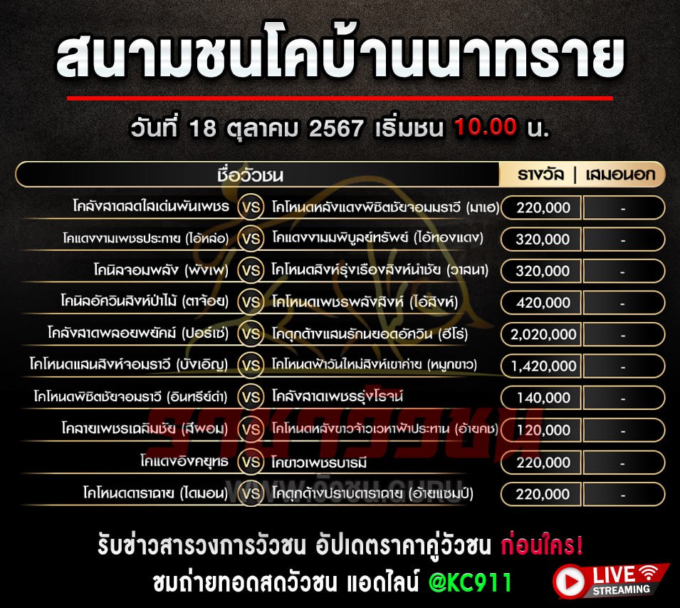 โปรแกรมวัวชน 18-10-2567